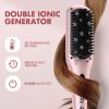 Enhanced Hair Straightener Heat Brush by MiroPure, 2-in-1 Ceramic Ionic Straightening Brush, Hot Comb with Anti-Scald Feature, Auto Temperature Lock &