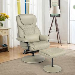 Massage Leather Recliner Chair with Ottoman