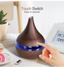 EQS - LED Essential Oil Diffuser (Color: Deep wood grain, Product specification: USB)