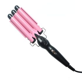 Hair Curler Triple Barrels Ceramic Hair Curling Iron Professional Hair Waver Tongs Styler Tools for All Hair Types (Color: 28mm-pink)