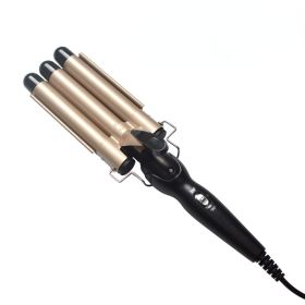 Hair Curler Triple Barrels Ceramic Hair Curling Iron Professional Hair Waver Tongs Styler Tools for All Hair Types (Color: 25mm-gold)