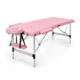 Portable Massage Table Adjustable Facial Salon Spa Bed (Color: Pink, Type: Beauty & Health Supplies)