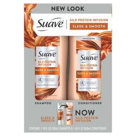 Suave Silk Protein Infusion Shampoo and Conditioner;  18 oz;  2 Pack (Brand: Suave)