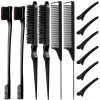 12 pieces Salon-Grade Nylon Teasing Brush Set with Double-Sided Design and Duckbill Clips for Smooth and Controlled Hair Styling