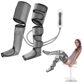 Leg Massager Air Compression Calf Feet Thigh Foot Massage Wraps Muscle Pain Relief Blood Circulation with 4 Modes 3 Intensities (Color: Grey)